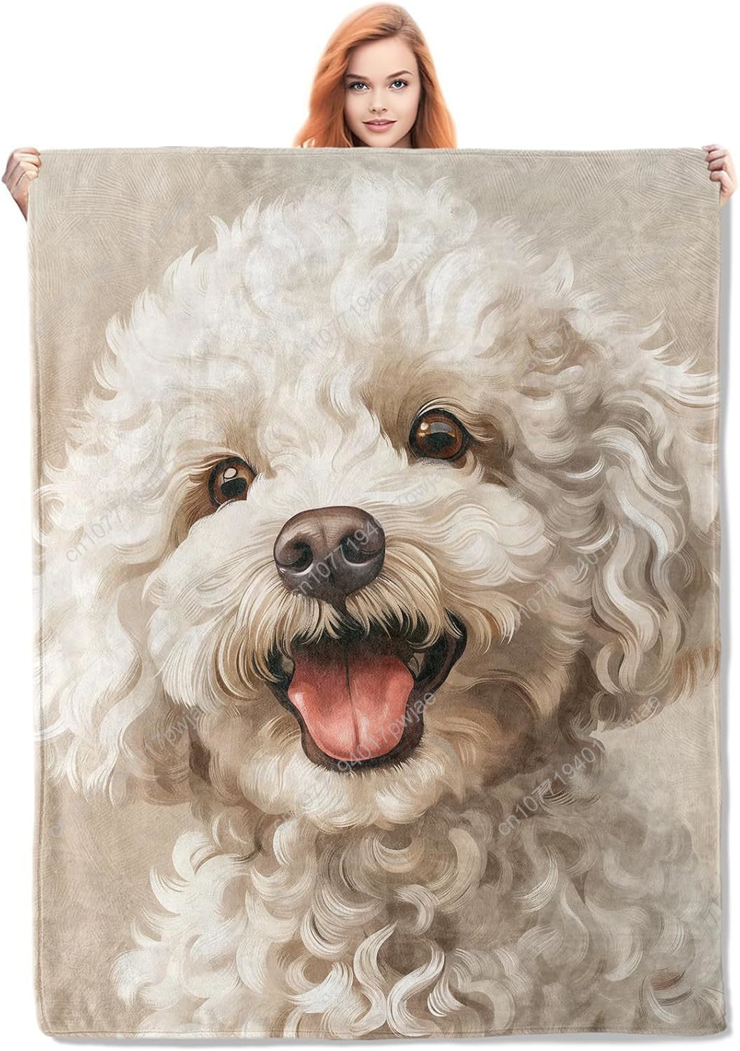 Home Textiles Designer - Cobertor de retrato de poodle alegre,