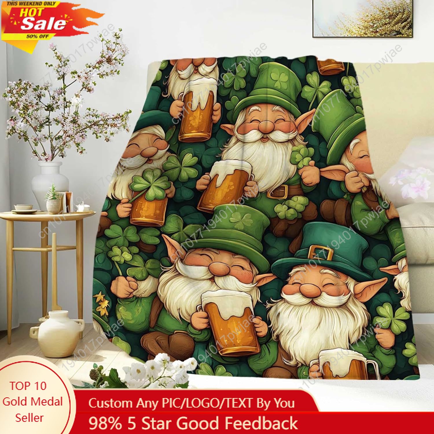 Cobertor de gnomo do dia de Sã - Home Textiles Throw avaliação e preço